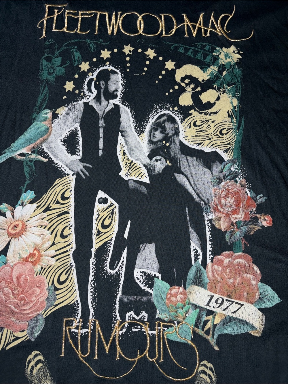 Daydreamer Black Fleetwood Mac Floral Graphic Tee- one size - Picture 6 of 10